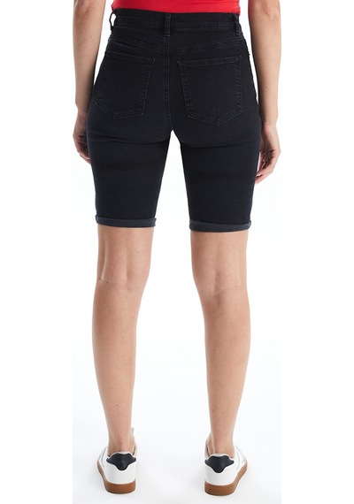 Lcw Jeans Siyah Bermuda Fit Kadın Jean Şort