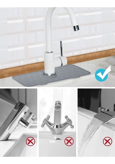 Su Tutucu Musluk Matı Mutfak Banyo Için Koruyucu Musluk Lavabo Matı Bulaşık Süngeri Matı Silikon Gri Diğer