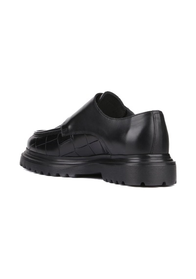 Shoetyle - Siyah Croco Deri Tokalı Erkek Klasik Ayakkabı 250-1616-763 Siyah
