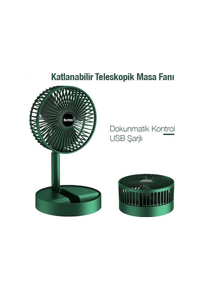 Coofbe 3 Modlu Dokunmatik Oynar Başlıklı Taşınabilir Şarjlı Masaüstü Vantilatör Fan Ev Ofis Masaüstü Fan