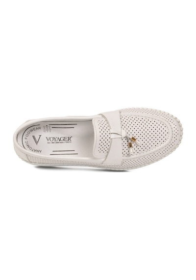 Voyager Beyaz Hakiki Deri Anatomik Rahat Tabanlı Kadın Casual Ayakkabı Loafer Z093