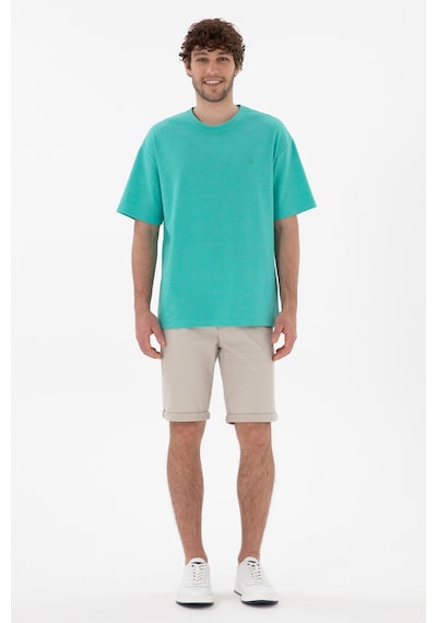 U.S. Polo Assn. Erkek Comfort Fit Bisiklet Yaka Mint Jakarlı İnterlok Tişört 50308448-VR090 U.S. Polo Assn. Erkek Comfort Fit Bisiklet Yaka Mint Jakarlı İnterlok Tişört 50308448-VR090