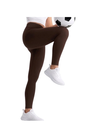Erdem Kıds Kız Çocuk / Kadın Cepli Yüksek Bel, Günlük, Koşu, Yürüyüş, Yoga, Spor, Atletik, Egzersiz, Fitness Tayt Kahve Kahve