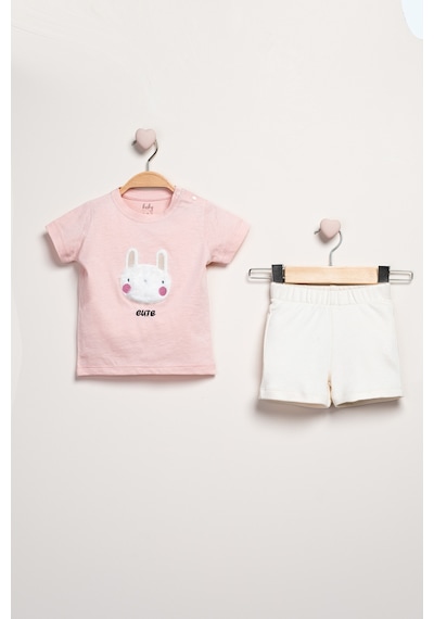 Baby Fou Kız Bebek Şortlu 2'li Takım Pembe