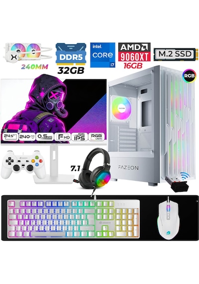 Fazeon Astra X820 i7-14700F 32 GB 1 TB M.2 NVMe SSD 16 GB RX9060XT 24.5" Free Dos Masaüstü Oyuncu Bilgisayarı