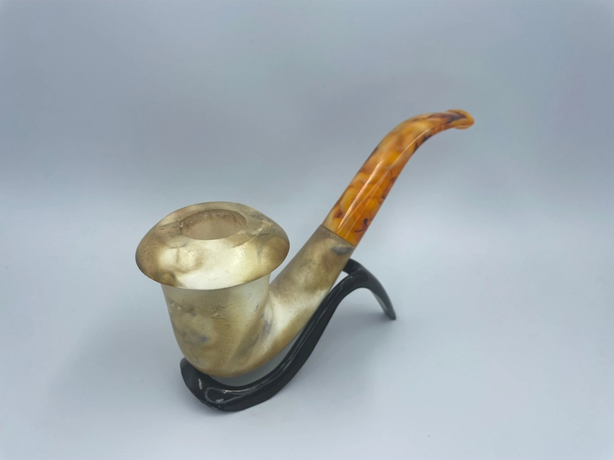 Amber Serenity Lületaşı Pipo El Yapımı, Kehribar Ağızlık, Koleksiyonluk, Doğal Taş, Filtreli