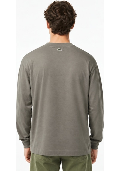 Lacoste Men's Loose Fit Mens Sweatshirt Bol Kesim Bisiklet Yaka Organik Pamuk Erkek Sweatshirt Gri