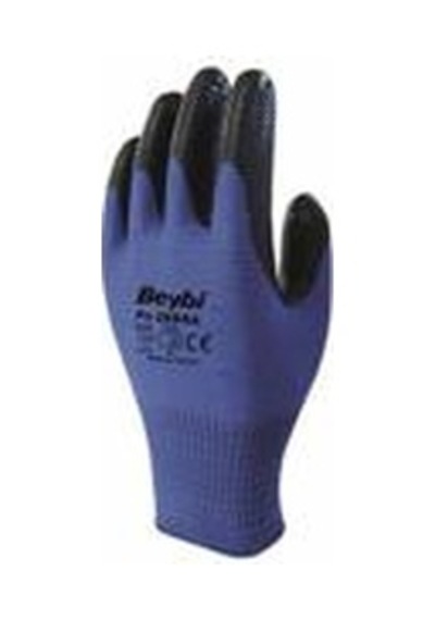 Beybi Nitril Poly Pnzebra 9 Beden Mavi Siyah Eldiven 12li Paket En388 3131x