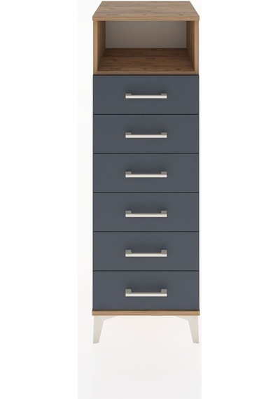 Hyperion Dolap Tek Raflı 6 Çekmeceli 44x44x134 Çam-antrasit Atlas Çam