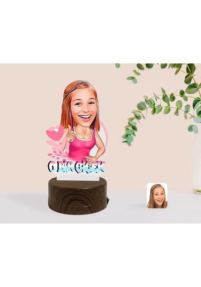 Kişiye Özel Kadınlar Günü Karikatürlü Dekoratif 3D Biblo Led Işık(481493242) Çok Renkli