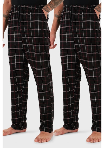 Buratti Pamuklu Regular Fit Normal Bel Düz Paça Cepli 2'Li Paket Erkek Pijama Altı 6574003S2 Siyah Bordo-Siyah Bordo