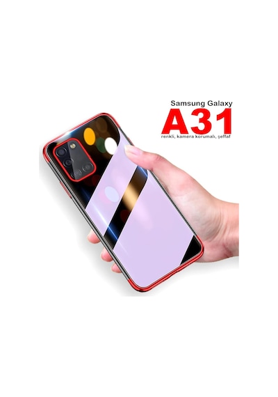 Galaxy A31 Köseleri Renkli Kamera Çikintili Ince Seffaf Kilif 315635364 - Kampanya-Renk / Nano Ekran Koruyucu(+25)-Gold