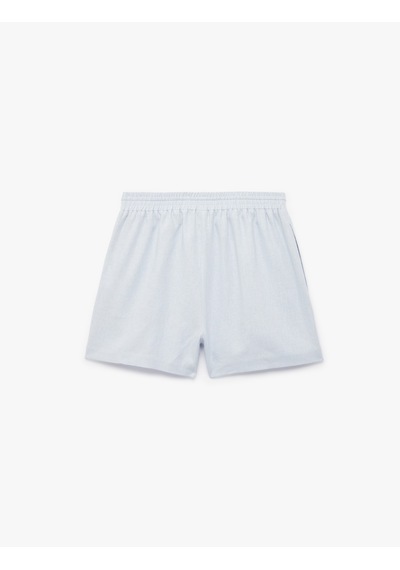 Koton Beli Bağcıklı Keten Karışımlı Mini Şort Mavi 6sak40433uw