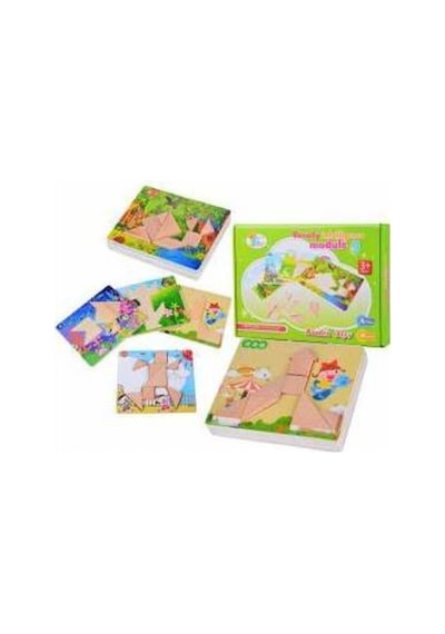 Ahşap Zeka Modül Hikaye Tamamlamalı Tangram Puzzle