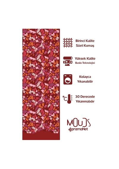 Burgundy 2 Desenli Süet Oturma Odası Salon Fon Perde Baskılı Ekstrafor Büzgü Tek Kanat Prd-1056 Çok Renkli
