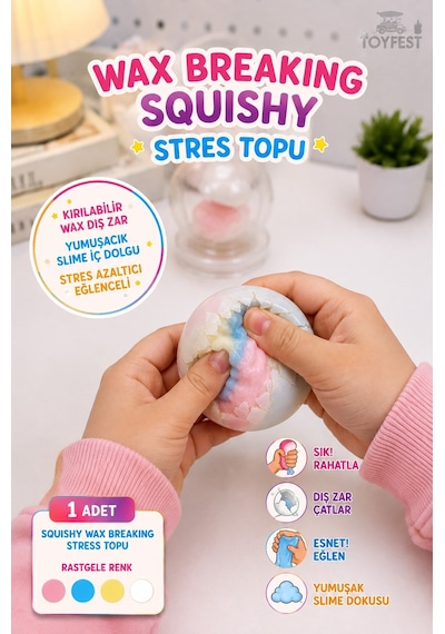 Squishy Wax Breaking Stress Topu Cotton Candy Slime Oyuncak Sıkılabilir Antistres Kapsül Çok  Renkli
