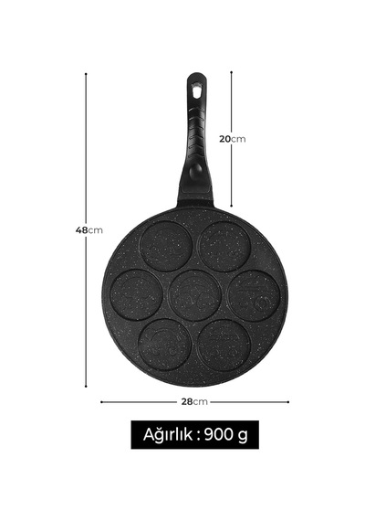 Granit Kaplama Yapışmaz Emojili Pankek Krep Tavası Gülenyüz Pankek Tavası 28 Cm Diğer