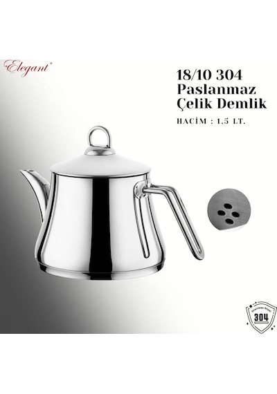 1,5 Lt. Alya Çelik Kulplu Tek Demlik Çelik