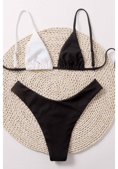 Angelsin Siyah Beyaz Bikini Takım