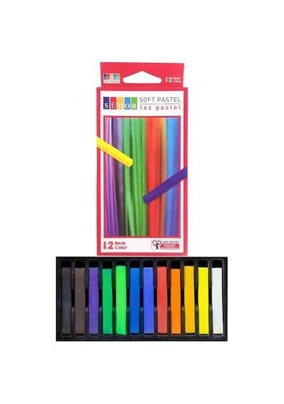 Toz Pastel Boya 12 Renk A3 Monalisa Eskiz Defteri Pastel Dağıtma Kalemi 1 Paket Toz Soft Pastel Boya 12li Yumuşak Pastel