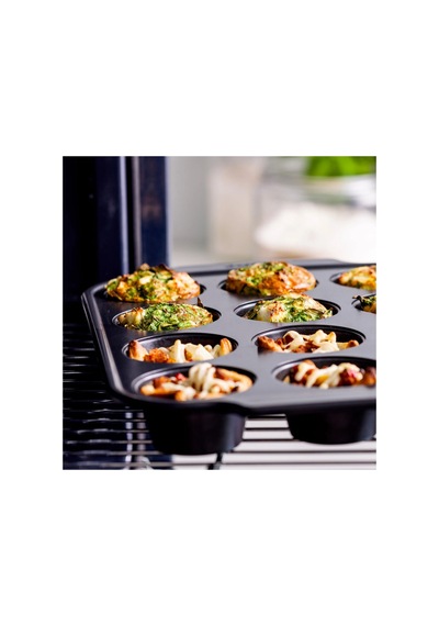 Greenpan Thermolon Yüzey 12 Li Muffin Kabı Pfas İçermeyen Yüzey Karbon Çelik 230 C Fırın Daya Siyah