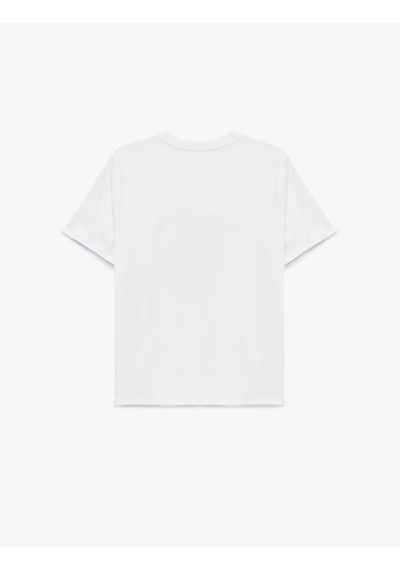 Koton Bisiklet Yaka Pamuklu Baskılı Beyaz Kadın T-shirt 6sak50034ek Beyaz