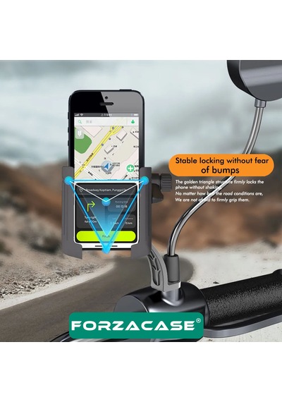 Forzacase 4.7-6.7 İnç Telefonlar İle Uyumlu Bisiklet Motosiklet Ayna Montajlı Telefon Tutucu Fc1201 Siyah
