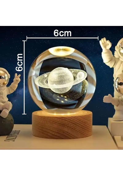 Ahşap Standlı Cam Küre Işıklı Göz Yormayan Ay Motifli Masaüstü Aydınlatma Gece Lambası Dekoratif Çocuk Odas Diğer