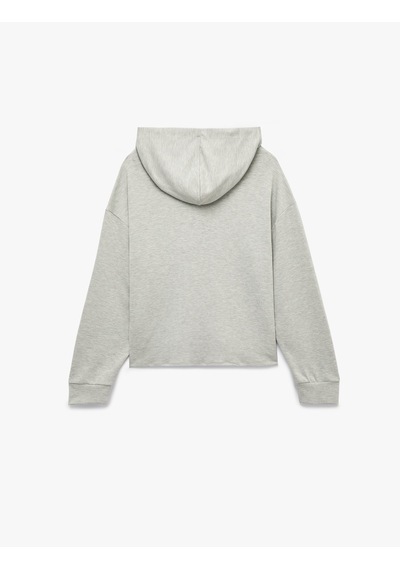 Koton Modal Kumaş Uzun Kollu Kanguru Cepli Kapüşonlu Oversize Sweatshirt Gri 7wak10228ek