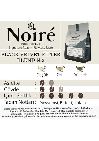 Noire Black Velvet Filter Blend 2 250g %100 Arabica Blend Çekirdek Kahve