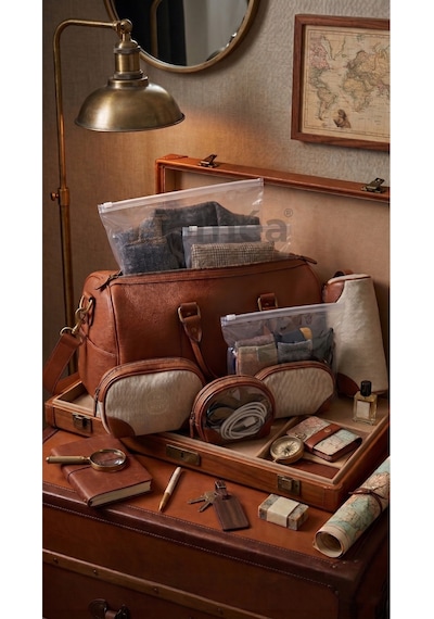 10 Lu Fermuarlı Organizer Çanta Seti 40x50 Cm Çok Amaçlı Makyaj, Seyahat Ve Düzenleme Çantası Şeffaf