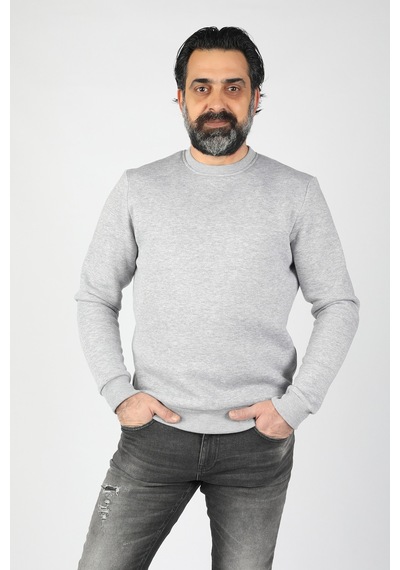 Balins Erkek Sıfır Yaka Ribanalı Sweatshirt Gri