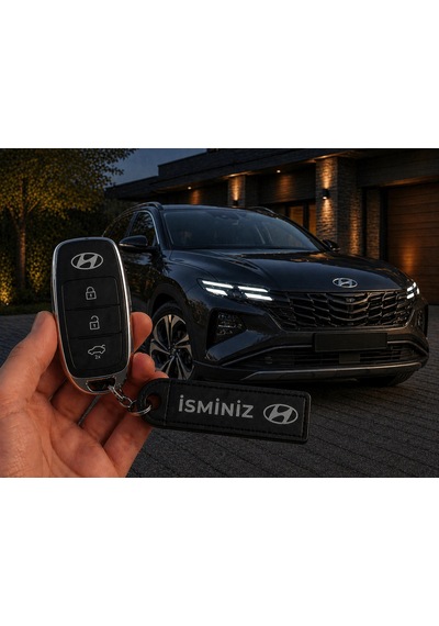 İsimli Hyundai Anahtarlık , Kişiye Özel - Hediyelik İsimli Hyundai Araç Logolu Anahtarlık - İsimli A