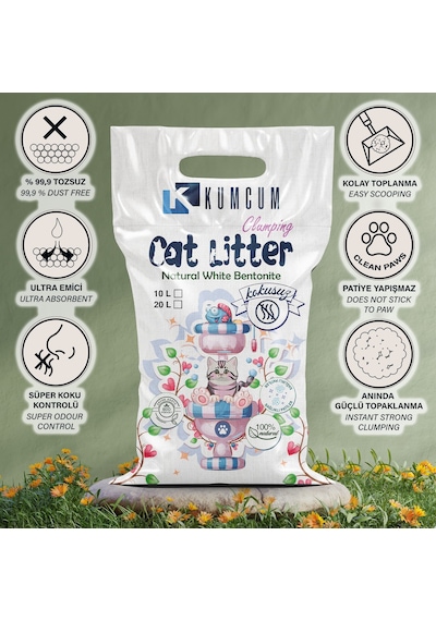 Cat Litter Kumcum Cat Litter Doğal Organik Naturel Kedi Kumu 20 L
