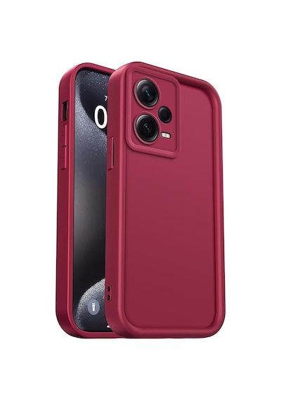 Fibaks Redmi Note 12 Pro 5G Uyumlu Kılıf Kamera Korumalı Yumuşak Dokulu Darbe Emici Bordo Silikon Kapak