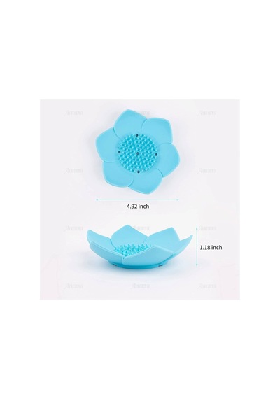 Buççin Online Mağaza Mavi Lotus Desenli Sabun Ve Sünger Tutacağı Silikon Su Giderli Lotus Şekilli Şık Sabunluk 1 Adet Sil Çok Renkli