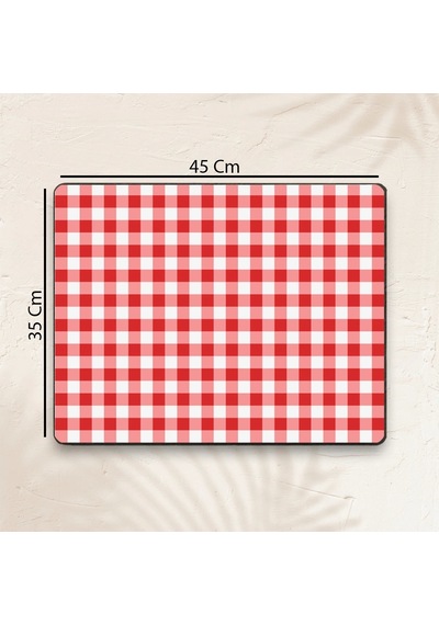 Matgo School Kırmızı Pöti Kareli Sıvı Geçirmez Beslenme Matı Kaymaz Yıkanabilir Okul Yemek Pad 35x45
