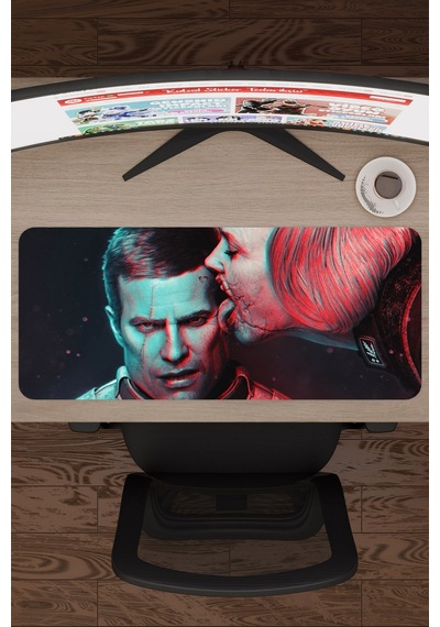 Wolfenstein Kaymaz Dikişli Kauçuk Oyuncu Mousepad V3 - 70x30 Xl Gaming Mouse Pad Fare Altlığı