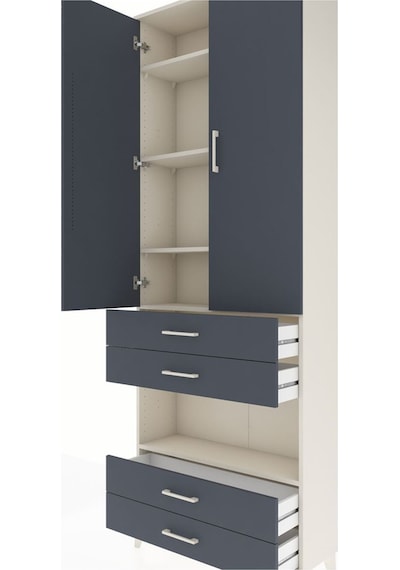 Arges Dolap 5 Raflı 4 Çekmeceli 2 Kapaklı 88x30x243 Aytaşı-antrasit Aytası