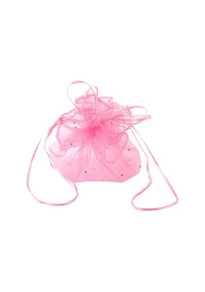Büzgülü Kese. 24 Cm Pullu Organze. 25 Adet - Pembe