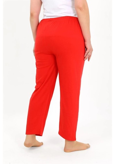 Mtm My The Mall Kadın Pamuklu Büyük Beden Alt Pijama Kırmızı Kırmızı