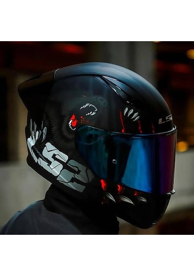 Ls2 Rapıd 2 Race Clawn Kapalı Motosiklet Kaskı Gökkuşağı Camlı Siyah