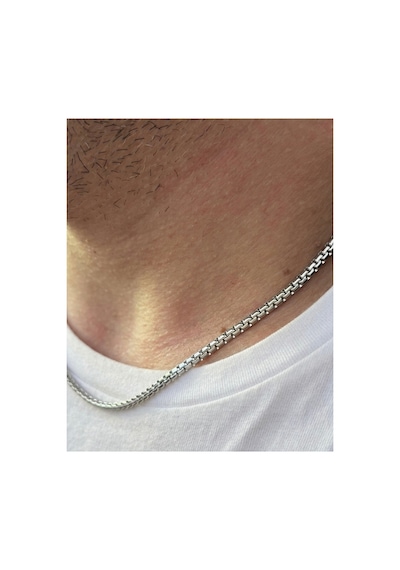 Erkek Çelik Kolye - 3mm Box Chain Zincir - Kararmaz Paslanmaz Çelik Kolye Gümüş - 881431331 Gümüş
