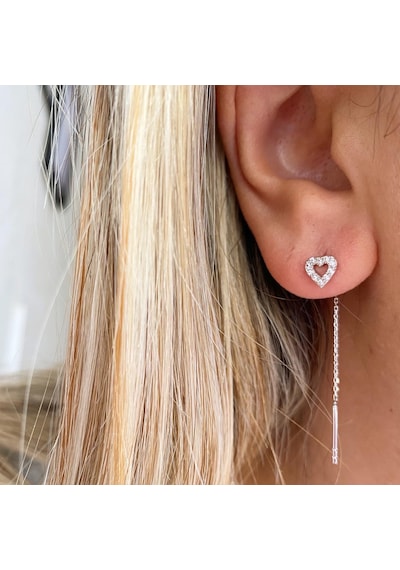 Simurg Jewellery 14 Ayar Beyaz Altın Taşlı Küpe
