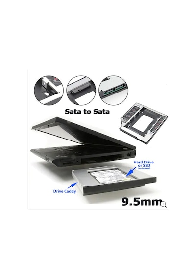 Dvd Yuvasına Takılan SSD HDD Kutusu 9.5Mm SSD Kızak-Caddy