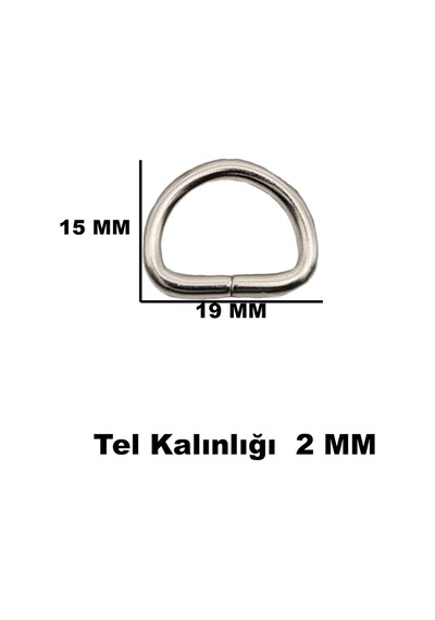 Anahtarlık Montaj Halkası D Çanta Bağlantı Halkası 19x15 Mm 100 Adet Gümüş Gümüş