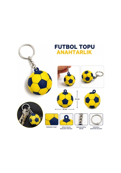 3d Anahtarlık Futbol Topu 3 Cm Sarı Lacivert Qtop Q-0941