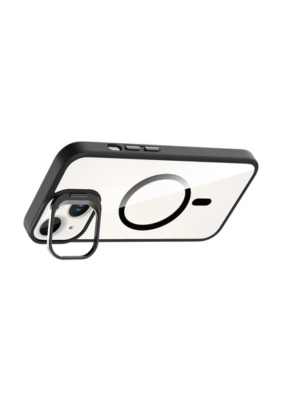 Joko Apple Uyumlu iPhone 14 Remim Lensli Magsafe Standlı Kapak - Siyah Standart