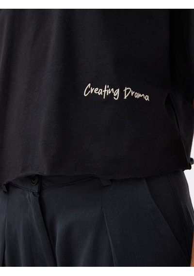 LOFT Crop Kadın Tshirt K.kol Lf2040257 Q1.v1 Siyah