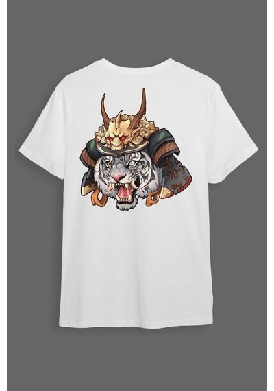 Startmore Erkek Beyaz Oversize Tiger Baskılı T-shirt